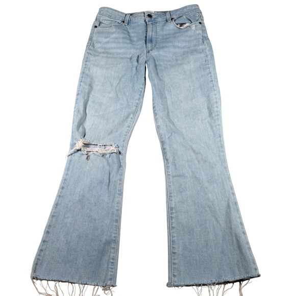 PAIGE Denim - Paige Rory Crop Flare Jeans Women Size 30 Light Wash Distressed Raw Hem‎ READ